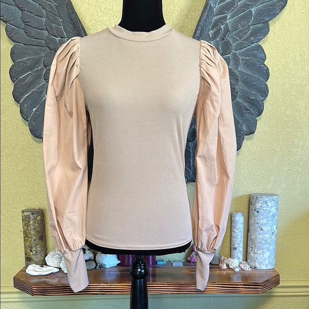 New Look Beige Puff Sleeve Top